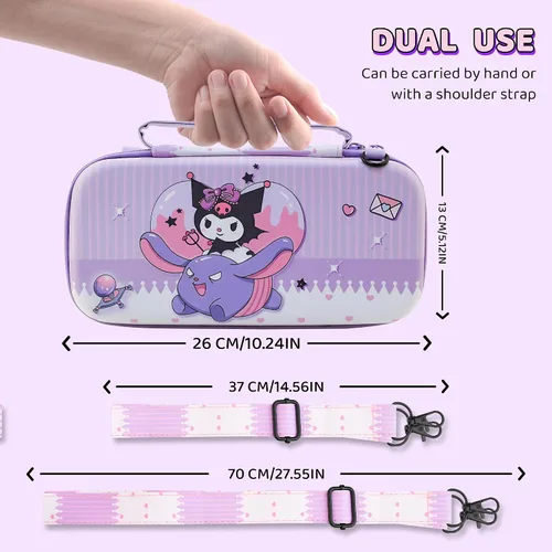 Vista 4 de HYPERCASE Cute Switch OLED Carrying Bag Purple Bunny for Console&Accessories, with Switch OLED Dockable Cover PC Hardshell, Screen Protector