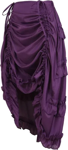 Vista 2 de Zhitunemi - Falda steampunk con volantes para mujer, prenda asimétrica, estilo gótico, talla extragrande, estilo pirata