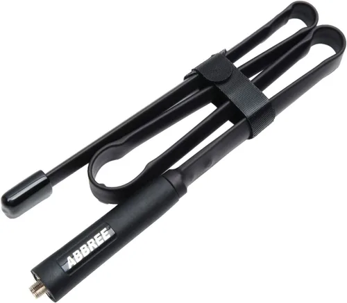 Vista 7 de Abbree SMA - Antena de banda dual hembra VHF/UHF 144/430 MHz antena de látigo suave de alta ganancia para radio bidireccional Baofeng UV-5R UV-82.