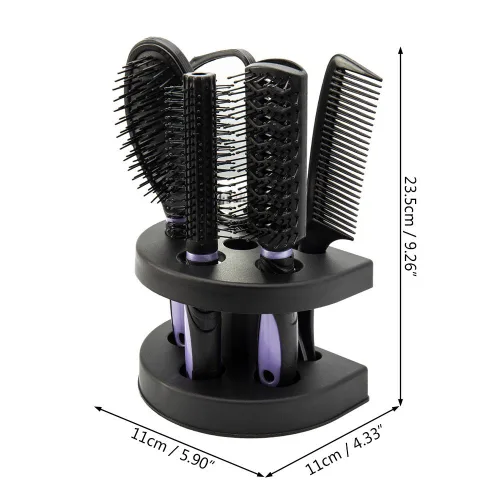 Vista 2 de Juego de 5 peines de pelo profesionales para salón de belleza, juego de brochas de peluquería para peluquería, espejo y soporte, kit de peine