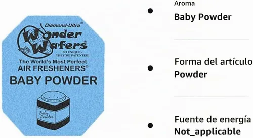 Vista 2 de Wonder Wafers ambientadores de aire 25 unidades. Envueltos individualmente, fragancia de polvo de bebé