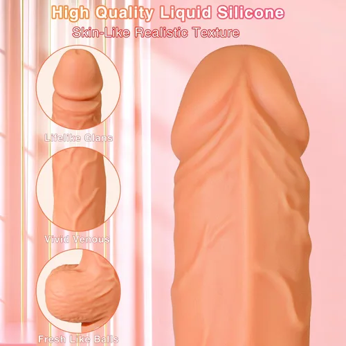 Vista 9 de Máquina sexual de empuje con consolador realista para mujeres con 10 modos de vibración y empuje para estimulación del punto G, clítoris y anal