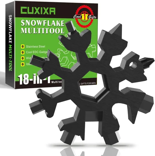 Vista 9 de CUXIXA Relleno de calcetines para hombres, multiherramienta 18 en 1, multiherramienta de copo de nieve de acero inoxidable, accesorios geniales