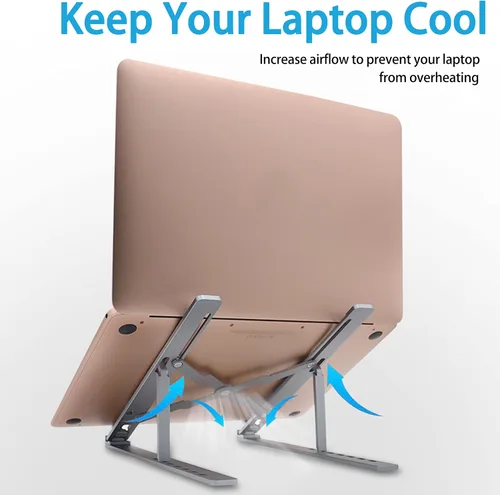 Vista 8 de Soporte portátil para computadora portátil, accesorios para laptop, ajustable, ventilado, ergonómico, de aluminio, para laptop, compatible