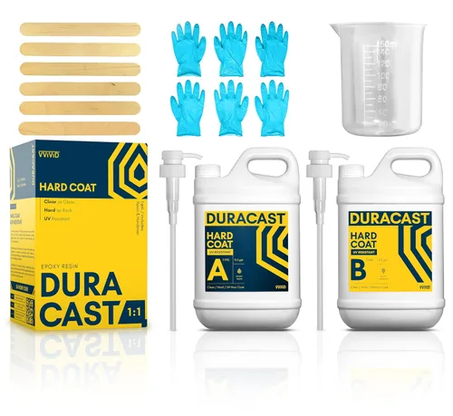 Vista 11 de DURACAST Resina epoxi de curado rápido (1 galón) con relación de mezcla 1:1, más rápida, transparente, duradera, resistente a los rayos UV, tiempo