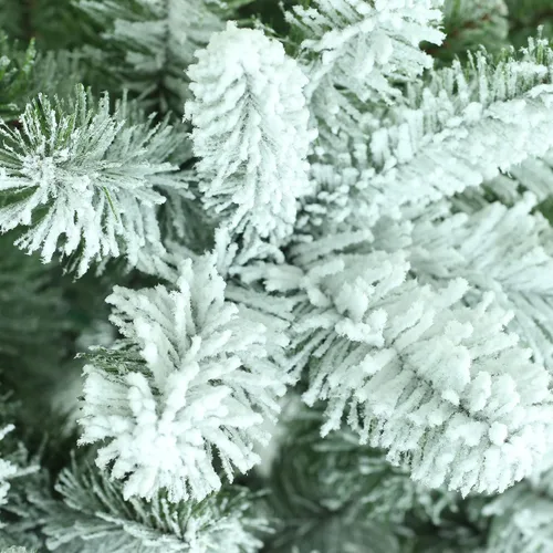 Vista 2 de Puleo International Árbol de Navidad artificial sin iluminación de pino de Virginia flocado de 4.5 pies con soporte
