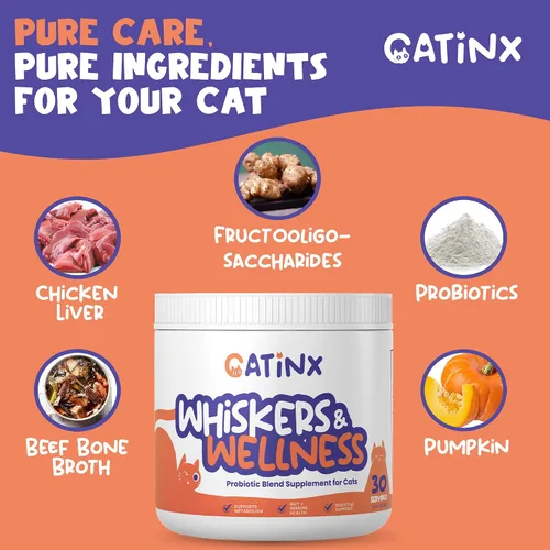 Vista 3 de Whiskers & Wellness Probiotic Blend - Apoyo digestivo para gatos, salud metabólica, equilibrio intestinal y refuerzo inmunológico 7 mil millones