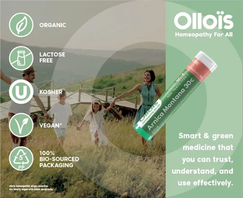 Vista 5 de OLLOIS Arnica Montana 30C Medicina homeopática orgánica, sin lactosa, kosher, 80 pellets (paquete de 3)