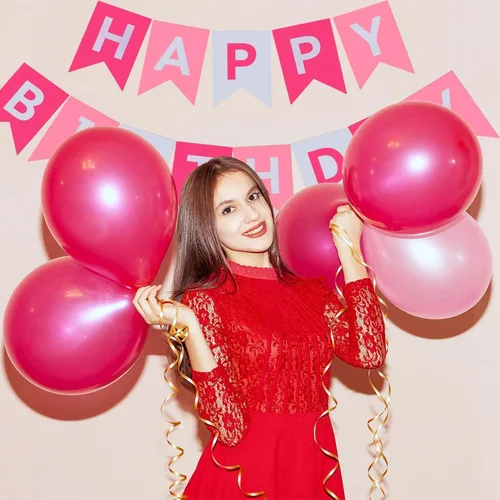 Vista 4 de Decoraciones de cumpleaños número 41 para mujer, globos rosas y blancos, suministros de fiesta que incluyen pancarta de feliz cumpleaños, globos