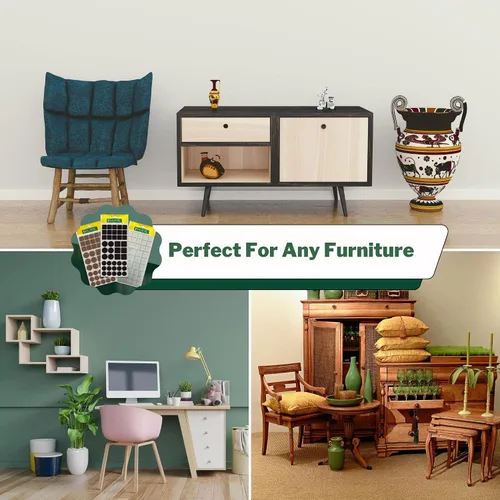 Vista 6 de VHD Almohadillas de fieltro para muebles, 126 unidades, deslizadores, patas de silla, protectores de mesa para suelos de madera dura y laminados