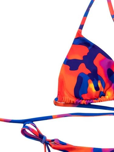Vista 3 de SOLY HUX - Conjunto de bikini con lazos laterales, forma triangular, cuello halter y estampado floral para mujer, traje de baño de dos piezas
