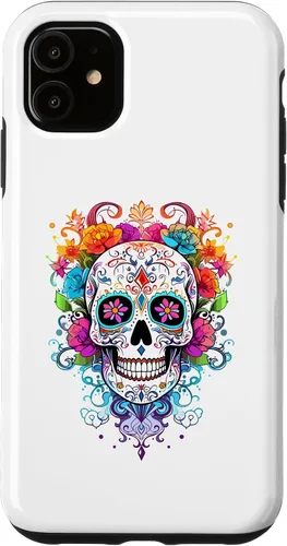 Vista 8 de Halloween Sugar Skull Flower Calavera Dia De Los Muertos Case for iPhone 17