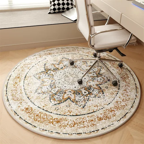 Vista 11 de Tapete redondo para silla de piso de madera dura, lavable, antideslizante, protector de suelo para sillas rodantes, sala de estar, dormitorio, gris