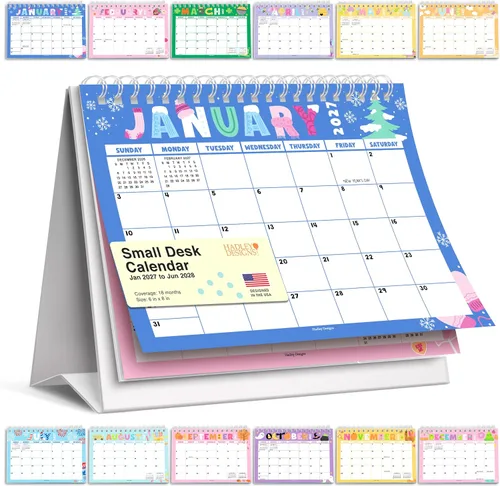 Vista 16 de Small Desk Calendar 2027 Standing Flip - 2027 Desk Calendar Small 2027-2028 Colorful Pastel