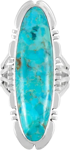 Vista 4 de Anillo de Plata de Ley con Turquesa Genuina y Piedras Preciosas (SELECCIONAR color)