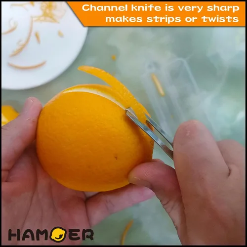 Vista 3 de Lemon Citrus Zester & Channel Knife Juego de 2 herramientas con una caja de almacenamiento Lemon twist Tool,U-Shaped Stainless Steel Blade,Carving