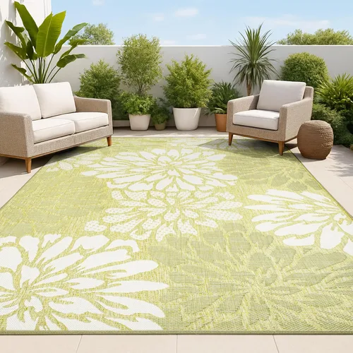 Vista 17 de JONATHAN Y Alfombra Corredor de Tejido Texturizado Floral para Interiores y Exteriores 2X8 Marrón/Crema, Zinnia Moderna para Patio Trasero, Patio