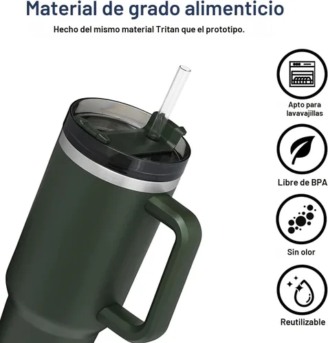 Vista 5 de Popote de repuesto compatible con vaso tumbler Stanley de 40 onzas y 30 onzas, paquete de 6 popotes reutilizables con cepillo de limpieza, plástico
