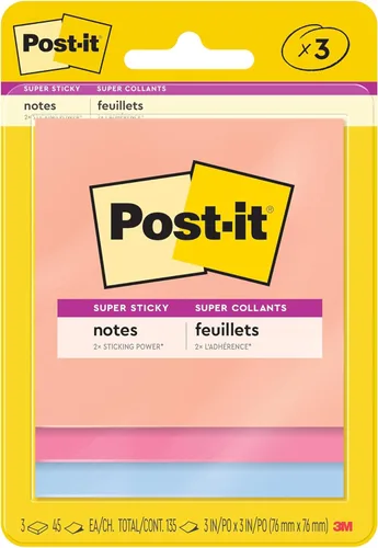 Vista 14 de Post-it Super Sticky Notes, 3 blocs de notas adhesivas, 7,6 x 7,6 cm, suministros escolares para estudiantes, ideal para libros de texto, cuadernos