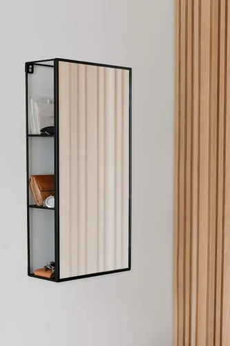Vista 10 de Umbra Cubiko - Armario de almacenamiento rectangular de metal negro de 24 x 12 pulgadas con 3 estantes