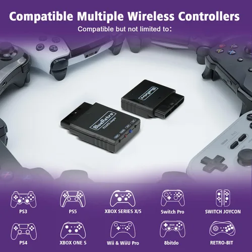 Vista 3 de BlueRetro - Adaptador de controlador inalámbrico Bluetooth para PS2/PS1/PS