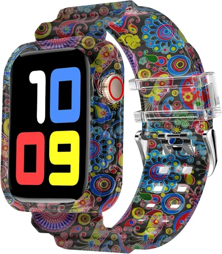 Vista 8 de DABAOZA - Correa transparente compatible con Apple Watch de 1.772 in y 1.732 in, con purpurina transparente Women Men,Glitter Bling TPU