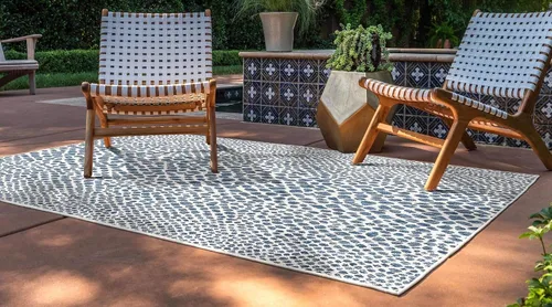 Vista 3 de Unique Loom Outdoor Collection Alfombra de área - Ciudad del Cabo (2' 2' x 3' 1' Rectángulo, Azul/Oliva)