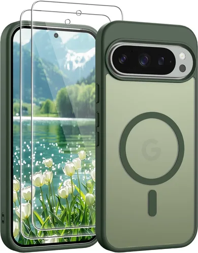 Vista 162 de Gritup Funda para Samsung Galaxy S23 con 2 protectores de pantalla (compatible con MagSafe) (protección de grado militar), delgada, translúcida Negro