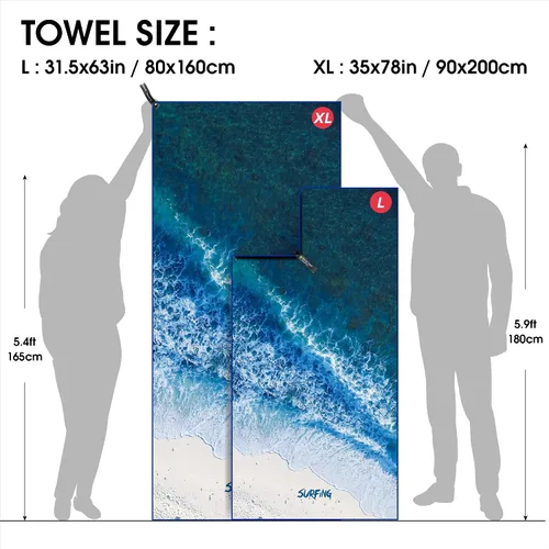 Vista 4 de 4Monster Toalla de playa de microfibra de secado rápido, toalla de viaje ligera súper absorbente para nadadores, toalla de camping sin arena 14