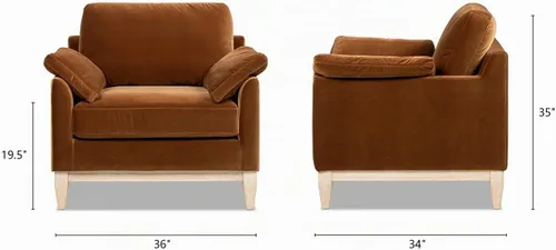 Vista 3 de Jennifer Taylor Home - Silla acentuada Pasadena de 36" de ancho, estilo granja moderna, terciopelo de alto rendimiento color naranja quemado