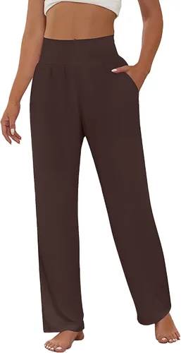 Vista 3 de Neer - Conjunto de 3 pantalones de yoga de pierna ancha para mujer, cómodos, holgados, de cintura alta, pantalones deportivos casuales