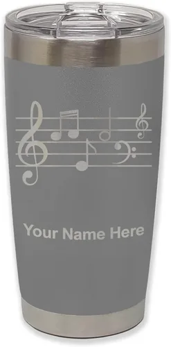 Vista 16 de LaserGram Vaso aislado al vacío de 20 onzas, personal de música, grabado personalizado incluido (negro)