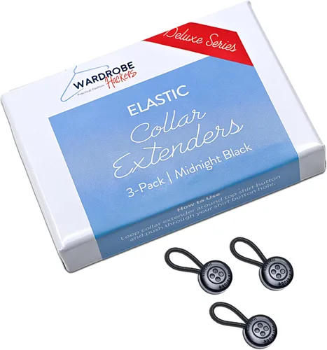 Vista 9 de Wardrobe Hackers Collar Extenders for Mens Shirts (Soft Elastic) Tight Neck Collar Relief - Expander Buttons for Dress Shirts