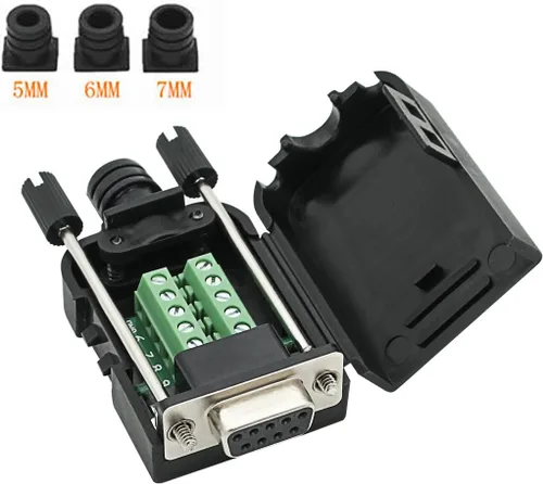 Vista 5 de DB9 Breakout Connector, macho hembra 9 pines RS232 conectores, sin soldadura D-SUB RS485 Serial Adaptador Placa del módulo con terminales