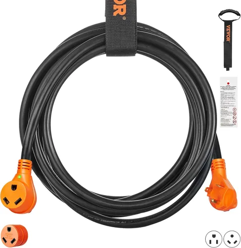 Vista 18 de VEVOR Cable de extensión de 50 amperios para RV, de 15 pies, cable de alimentación para RV resistente STW de calibre 6/3+8/1, enchufe macho NEMA