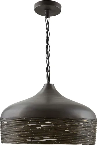 Vista 5 de Capital Lighting 335112GI Sana - Colgante de alambre de acero con campana de metal moteado de latón, 1 luz de 100 vatios, 19 pulgadas de alto x 15
