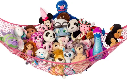 Vista 33 de Hamaca para animales de peluche, grande, almacenamiento de animales de peluche en esquina y red de peluche, hamaca de juguete para animales