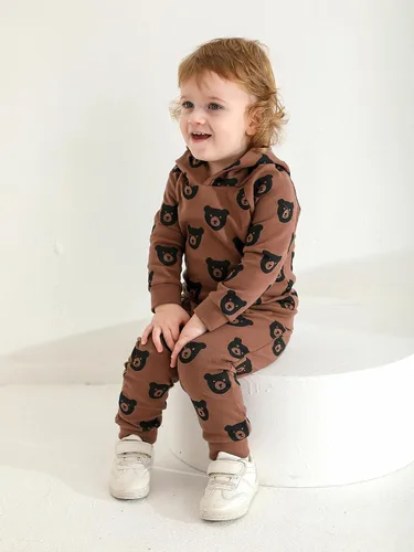 Vista 31 de Ropa de bebé niño niño manga larga con estampado de oso + pantalones deportivos