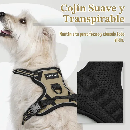 Vista 2 de Rabbitgoo - Arnés para perros sin tirón con 2 clips de correa, chaleco Oxford reflectante acolchado suave ajustable sin estrangulamiento