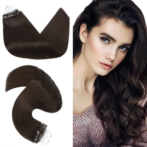 Vista 11 de Hairro Micro Loop - Extensiones de cabello humano microenlaces de microperlas de cabello Remy para mujer, reflejos degradados, fusión fría, micro