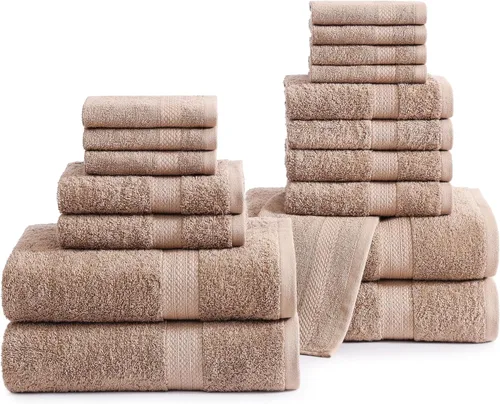 Vista 25 de Lane Linen Juego de toallas de baño de 100% algodón - Producido de manera sostenible, 18 piezas para el baño - 6 toallas de mano, 8 toallitas, 4