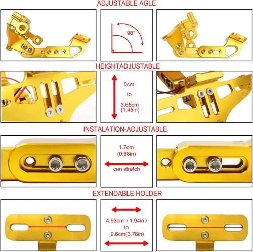 Vista 6 de Soporte universal para placa trasera de motocicleta, número ordenado, eliminador con luz para MT-01 MT-03 MT-07 MT-09 MT-10 S1000RR S1000R F800GS