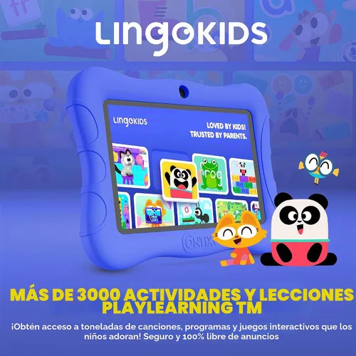 Vista 4 de Contixo Tablet Android Kids de 7" de 32 GB, incluye más de 50 libros de cuentos y calcomanías de Disney (valor de $200), funda protectora con Azul