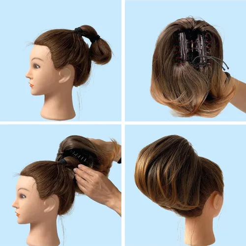 Vista 4 de CAISHA Cola de caballo con clip de mariposa para el cabello moño peinado nupcial hepburn moño Scrunchie recto negro H401