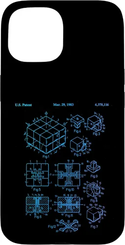 Vista 6 de Carcasa de matemáticas retro para iPhone 16 de cubo de rompecabezas competitivo Rubik Patent Speed Cubing