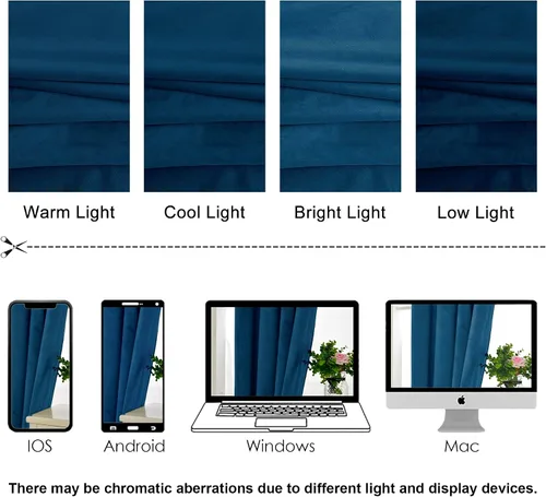 Vista 7 de XWZO Cortinas de terciopelo azul de 63 pulgadas de largo, elegantes cortinas de lujo suaves para sala de estar, aislamiento térmico, oscurecimiento