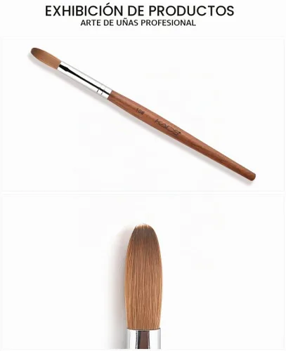 Vista 2 de KADS Kolinsky - Brocha acrílica para uñas ovalada, con mango de madera resistente, para manicura y pedicura profesional (n.° 10)