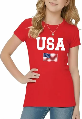 Vista 11 de Tstars Camiseta patriótica para niñas, diseño de caballos, bandera de Caballos / Azul frío