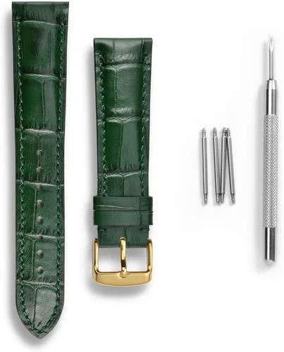 Vista 3 de WOCCI Watch Bands, Italian Leather, Embossed Alligator Grain, Choose Color & Width 14mm 18mm 19mm 20mm 21mm 22mm