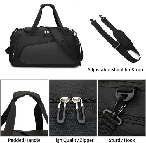 Vista 4 de Bolsa de gimnasio impermeable con compartimento para zapatos y humedad para hombresmujeres, bolsas deportivas para entrenamiento, fitness, viajes